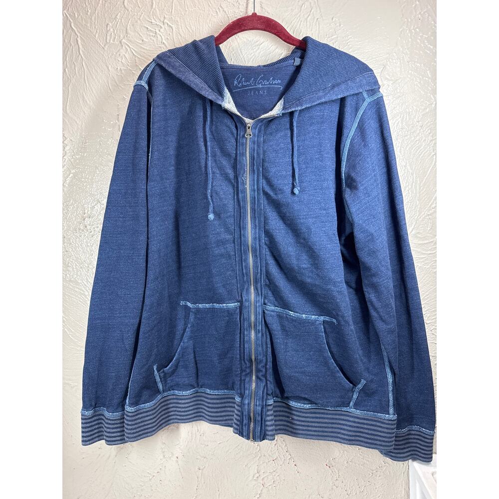 Robert‎ Graham Jeans Lightweight Full Zip Jacket Sweatshirt Hoodie Mens Sz Large